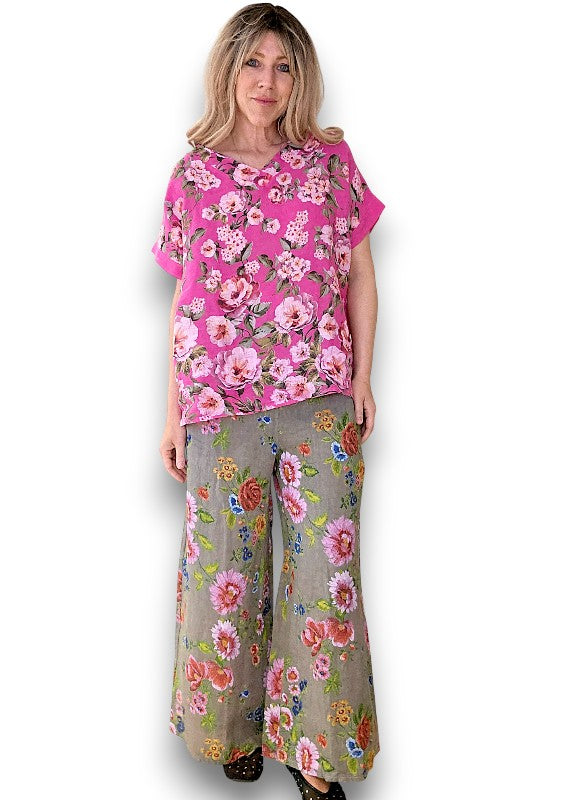 Mocha Palazzo Doily Rose Pant