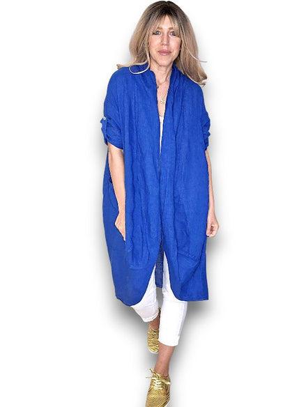 Cobalt Linen Cover Up