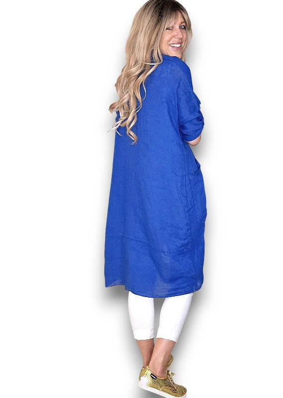 Cobalt Linen Cover Up
