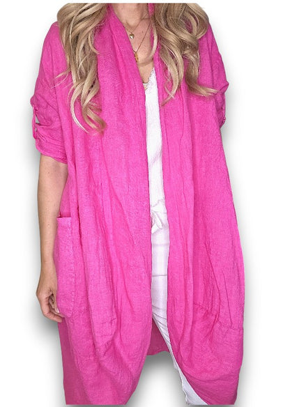 Hot Pink Linen Cover Up