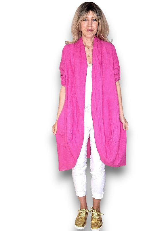 Hot Pink Linen Cover Up