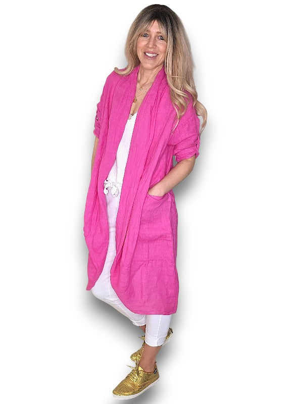 Hot Pink Linen Cover Up