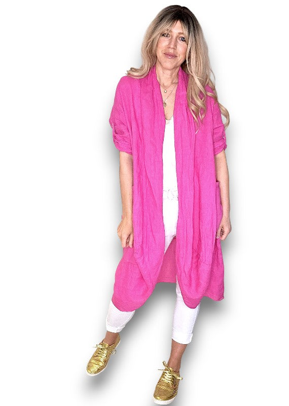 Hot Pink Linen Cover Up