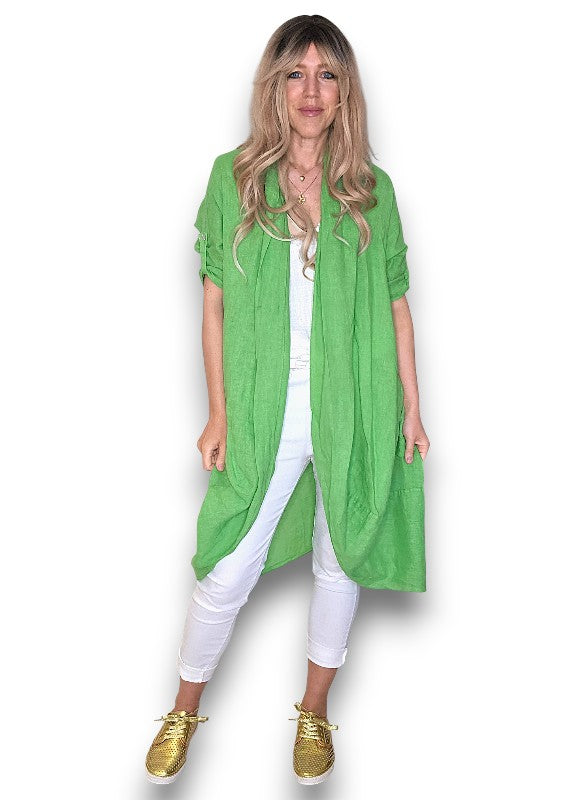 Bright Green Linen Maxi Wrap