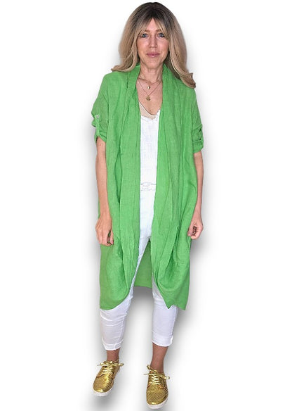 Bright Green Linen Maxi Wrap