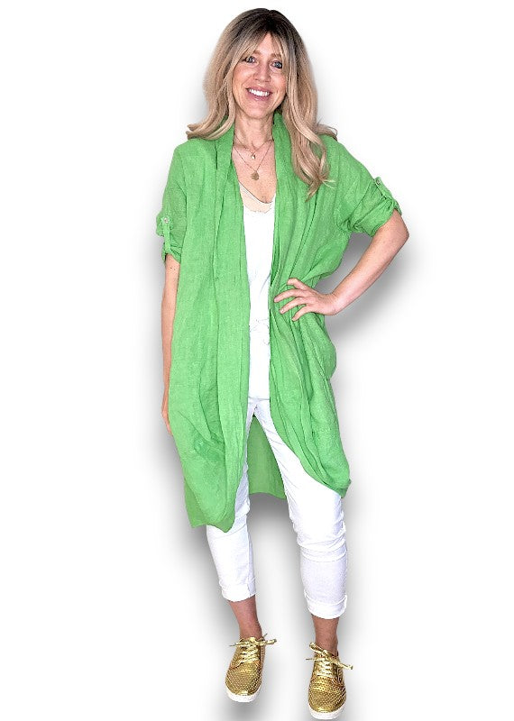 Bright Green Linen Maxi Wrap