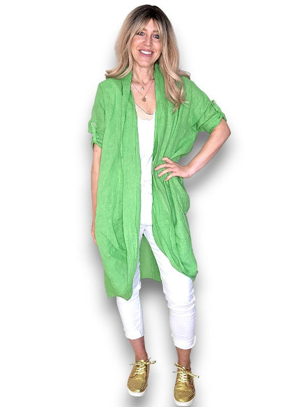 Bright Green Linen Maxi Wrap
