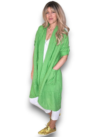 Bright Green Linen Maxi Wrap