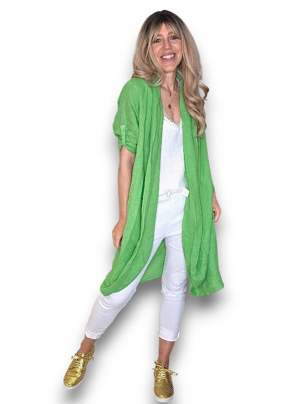 Bright Green Linen Maxi Wrap