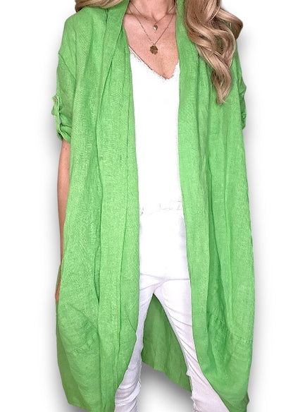 Bright Green Linen Maxi Wrap