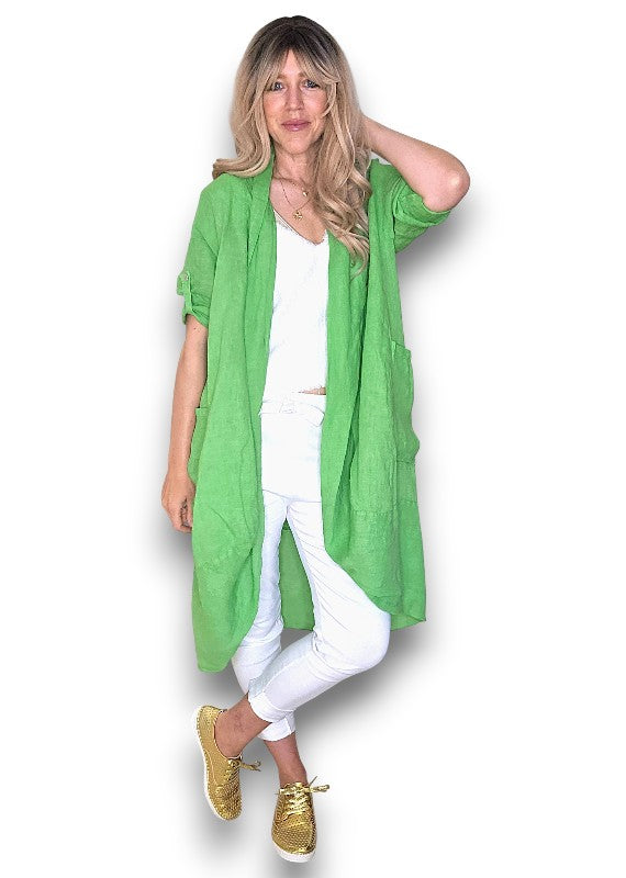 Bright Green Linen Maxi Wrap