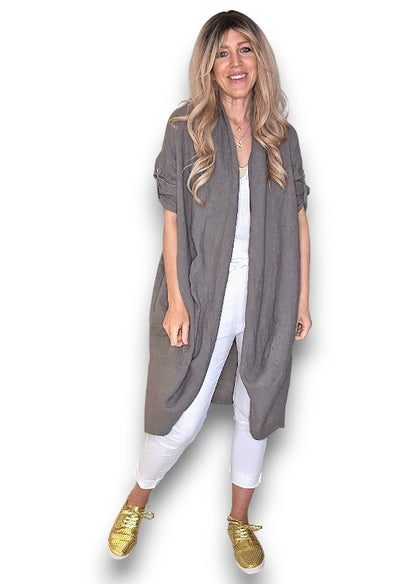 Mocha Linen Cover Up