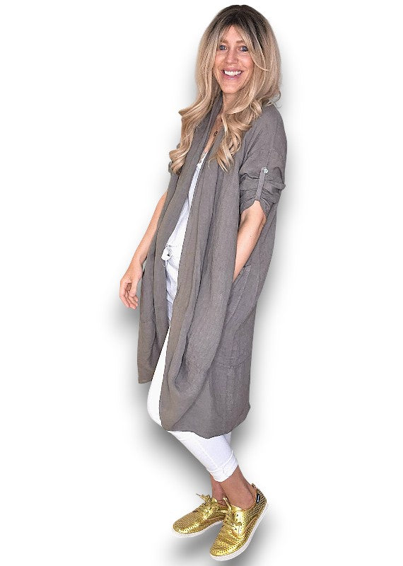 Mocha Linen Cover Up