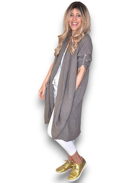 Mocha Linen Cover Up