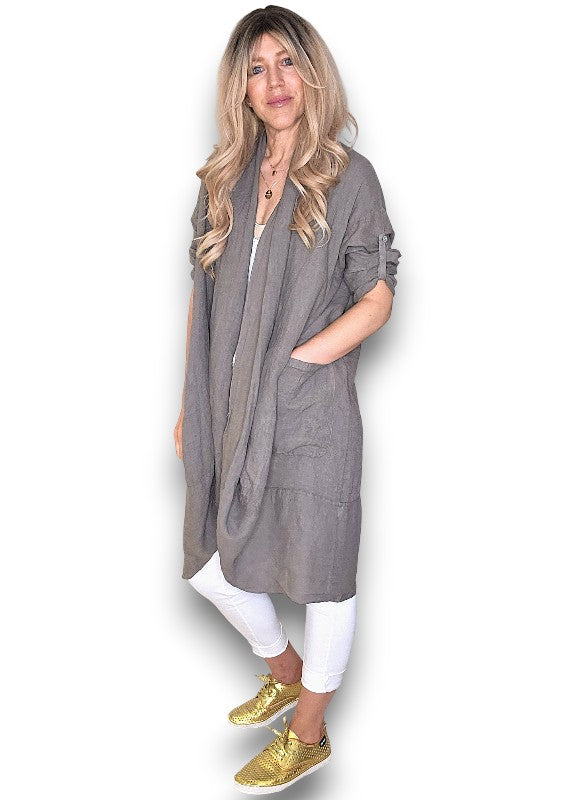 Mocha Linen Cover Up