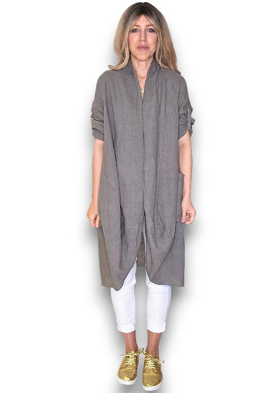 Mocha Linen Cover Up