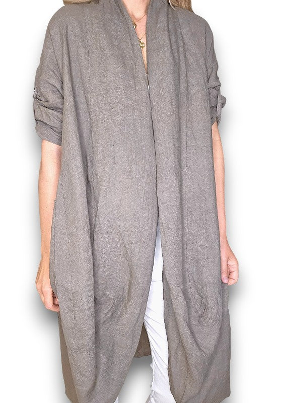 Mocha Linen Cover Up