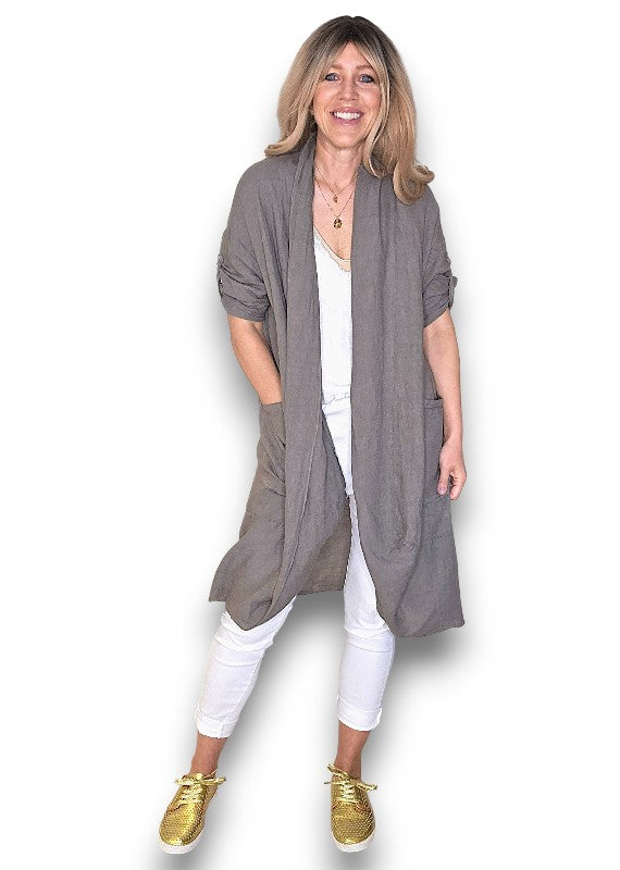 Mocha Linen Cover Up