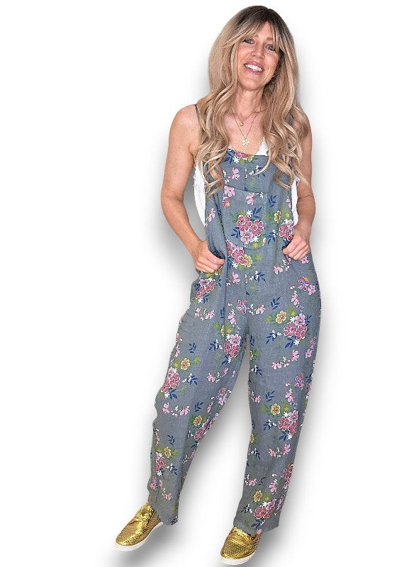 Grey Wild Daisy Tie it your way-Jumpsuit
