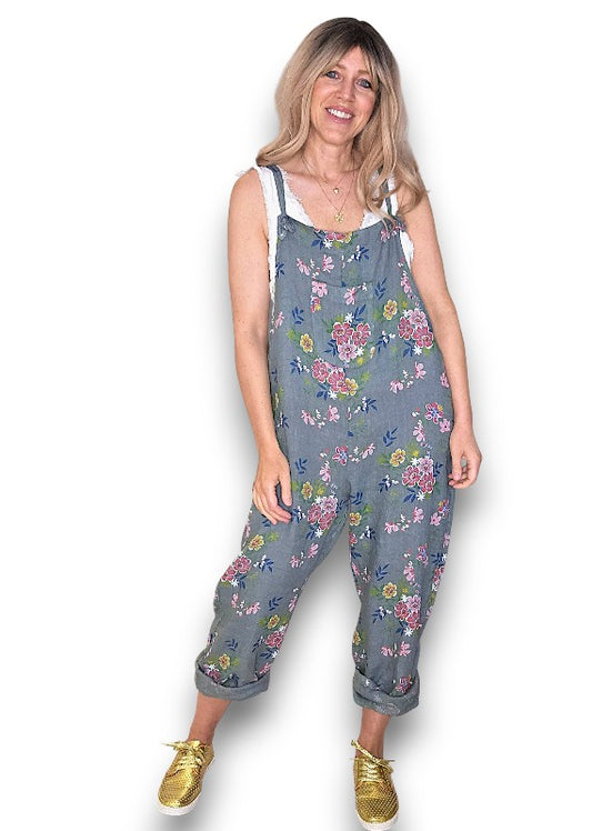 Grey Wild Daisy Tie it your way-Jumpsuit