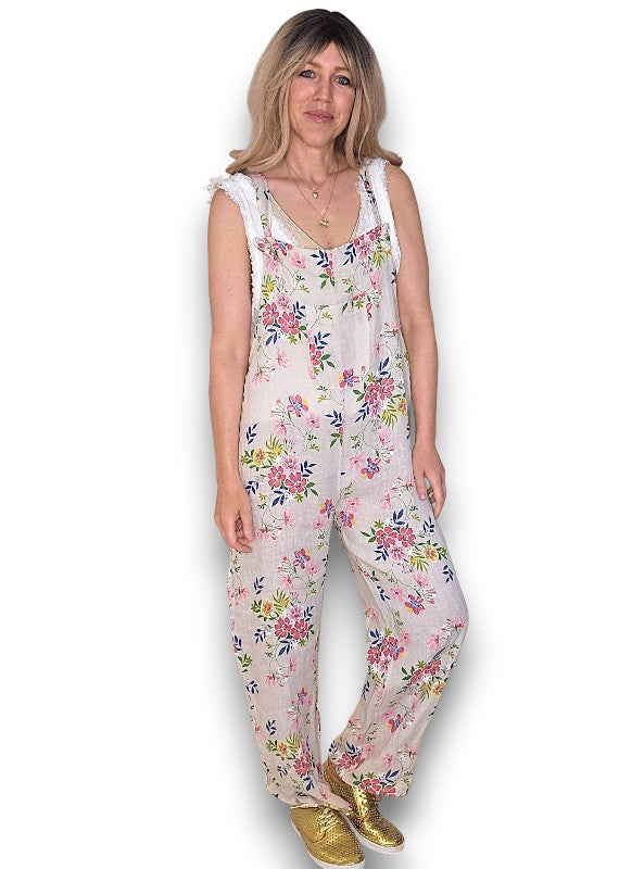 Beige Wild Daisy Tie it your way-Jumpsuit