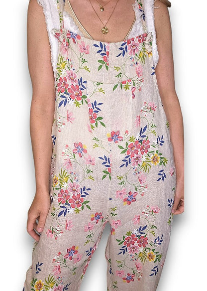 Beige Wild Daisy Tie it your way-Jumpsuit