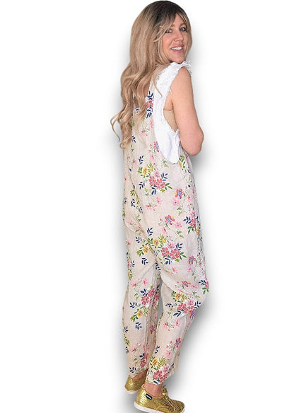 Beige Wild Daisy Tie it your way-Jumpsuit