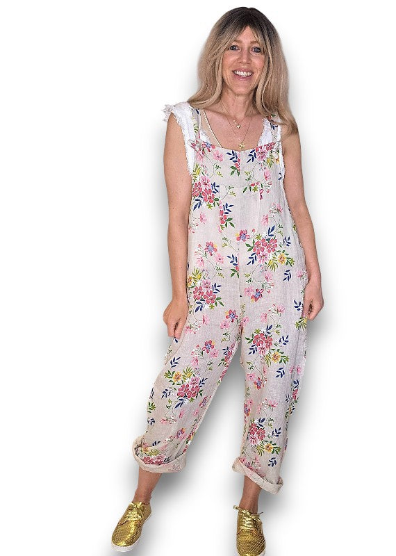 Beige Wild Daisy Tie it your way-Jumpsuit