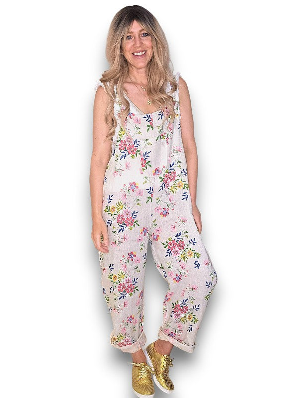 Beige Wild Daisy Tie it your way-Jumpsuit
