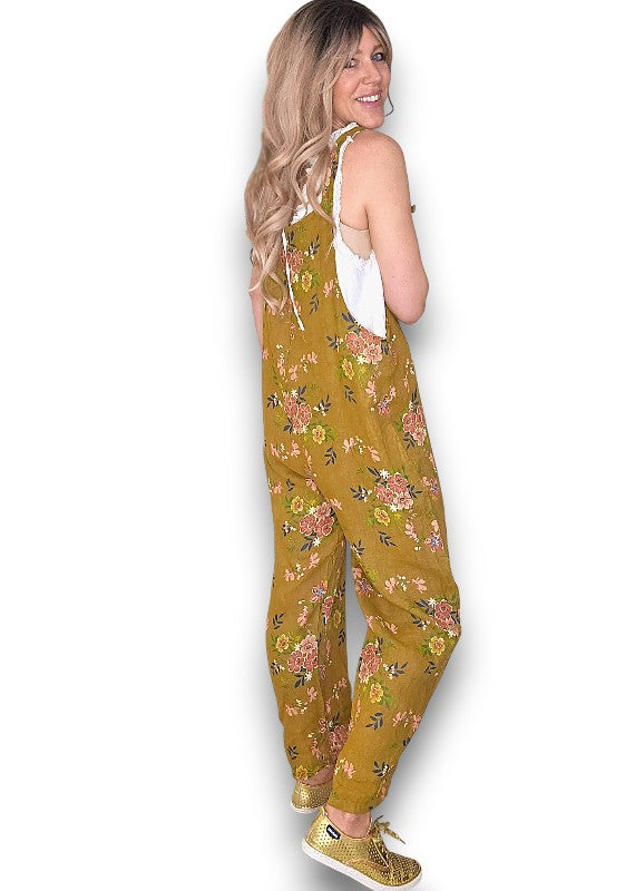Mustard Wild Daisy Tie it your way-Jumpsuit