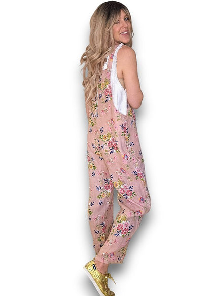 Baby Pink Wild Daisy Tie it your way-Jumpsuit