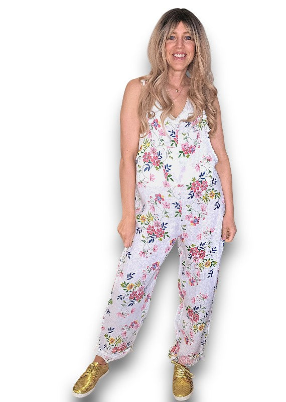 White Wild Daisy Tie it your way-Jumpsuit