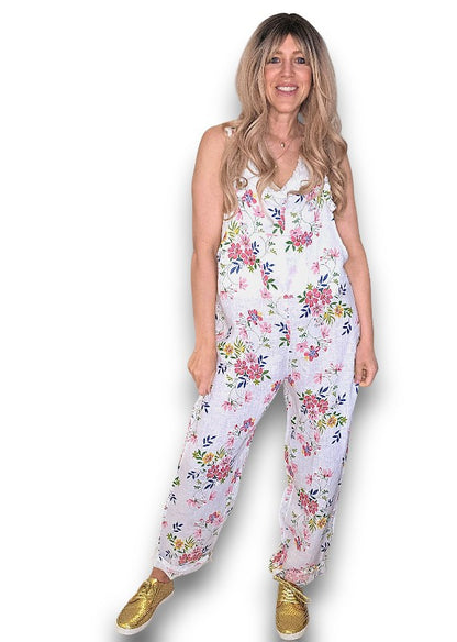White Wild Daisy Tie it your way-Jumpsuit