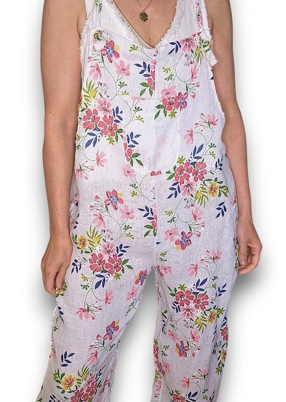 White Wild Daisy Tie it your way-Jumpsuit