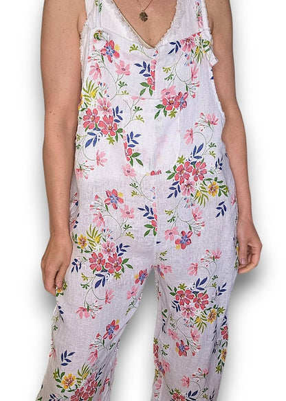 White Wild Daisy Tie it your way-Jumpsuit