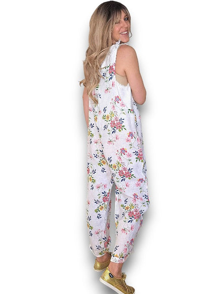 White Wild Daisy Tie it your way-Jumpsuit