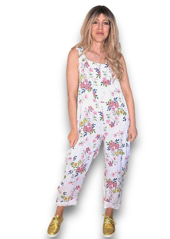 White Wild Daisy Tie it your way-Jumpsuit