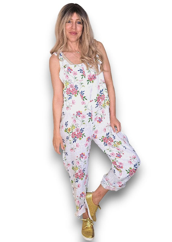 White Wild Daisy Tie it your way-Jumpsuit