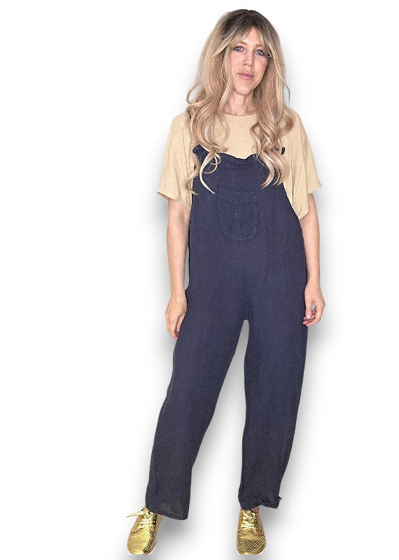 Navy Plain Frnt Pkt Tie it your way-Jumpsuit