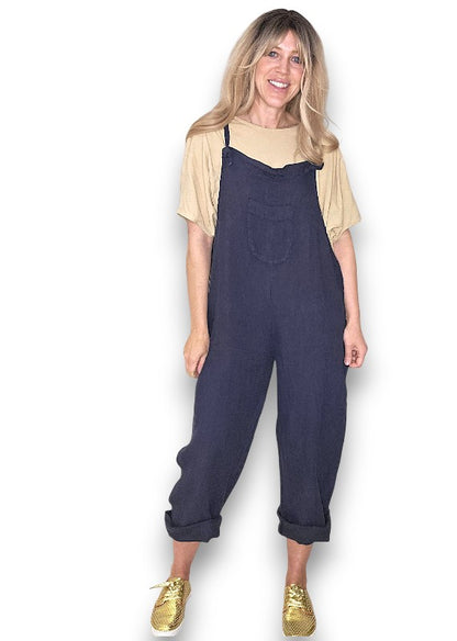 Navy Plain Frnt Pkt Tie it your way-Jumpsuit