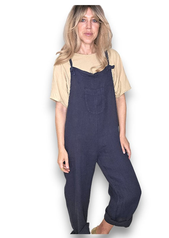 Navy Plain Frnt Pkt Tie it your way-Jumpsuit