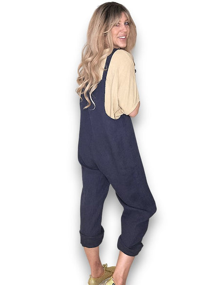 Navy Plain Frnt Pkt Tie it your way-Jumpsuit