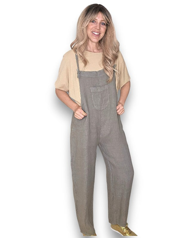 Mocha Plain Frnt Pkt Tie it your way-Jumpsuit