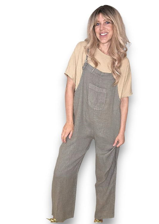 Mocha Plain Frnt Pkt Tie it your way-Jumpsuit