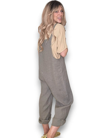 Mocha Plain Frnt Pkt Tie it your way-Jumpsuit
