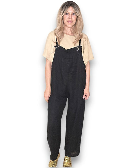 Black Plain Frnt Pkt Tie it your way-Jumpsuit