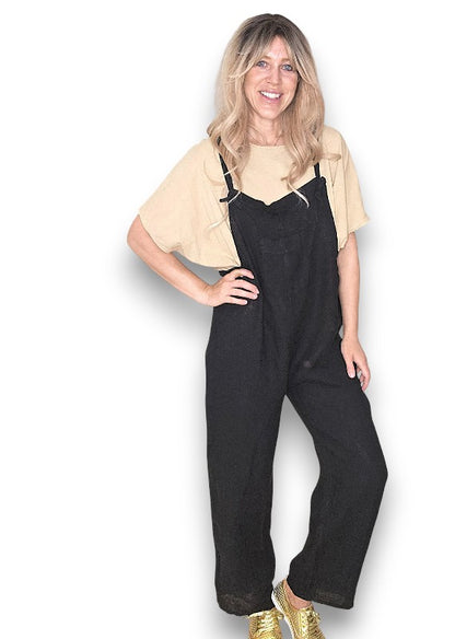 Black Plain Frnt Pkt Tie it your way-Jumpsuit
