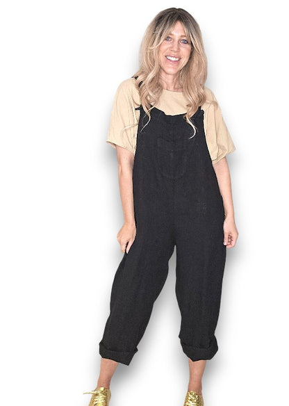 Black Plain Frnt Pkt Tie it your way-Jumpsuit