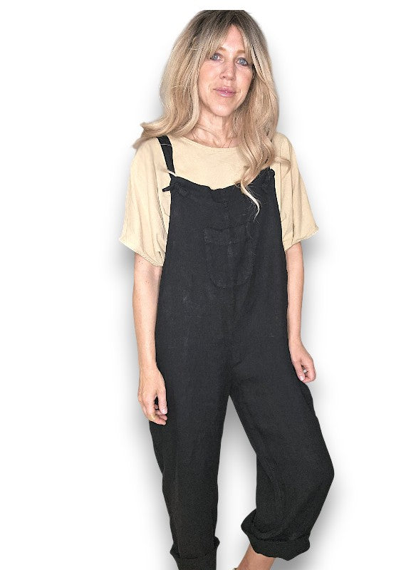 Black Plain Frnt Pkt Tie it your way-Jumpsuit
