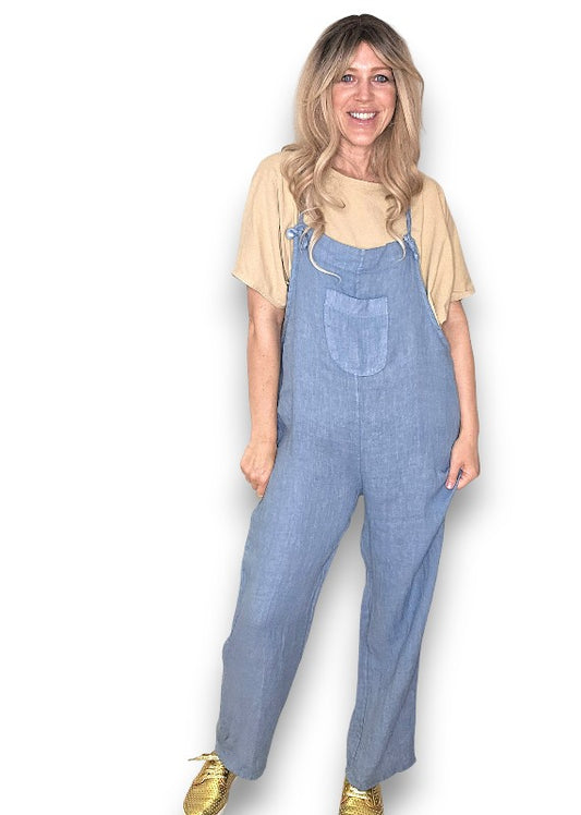 Petrol Plain Frnt Pkt Tie it your way-Jumpsuit